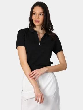 Luhta Luhta Ilmala női galléros póló fekete színben 1