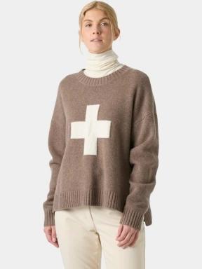 Helly Hansen W Bliss Ski Knit Sweater női kötött pulóver barna színben 1