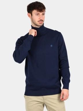 Timberland Turtle Neck Cotton Sweater férfi kötött pulóver sötétkék színben 1
