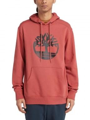 Timberland Tree Logo Hoodie férfi kapucnis pulóver piros színben 1