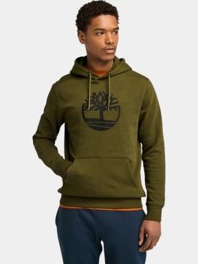 Timberland Tree Logo Hoodie férfi kapucnis pulóver oliva színben 1