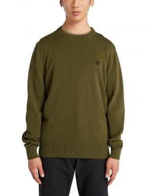Timberland Cotton Yd Sweater férfi pulóver oliva színben 1