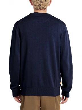 Timberland Cotton Yd Sweater férfi pulóver sötétkék színben 3