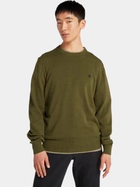 Timberland Cotton Yd Sweater férfi pulóver oliva színben 1