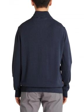 Timberland Cotton Yd 1/4 Zip Sweater férfi pulóver sötétkék színben 3