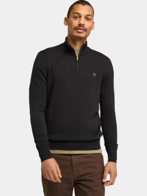 Timberland Cotton Yd 1/4 Zip Sweater férfi pulóver sötétkék színben 1