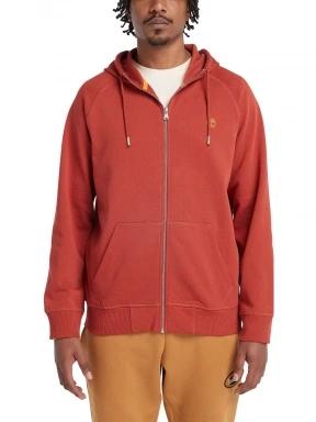 Timberland Brushed Back Full Zip Hoodie férfi kapucnis pulóver piros színben 1