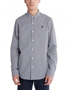 Timberland Micro Gingham Poplin Shirt férfi hosszú ujjú ing sötétkék színben 1