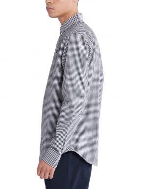 Timberland Micro Gingham Poplin Shirt férfi hosszú ujjú ing sötétkék színben 3