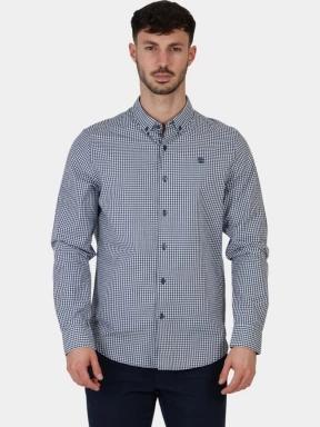 Timberland Micro Gingham Poplin Shirt férfi hosszú ujjú ing világoskék színben 1