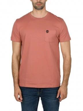 Timberland SS Dun-Riv Pocket T férfi rövid ujjú póló rózsaszín színben 1