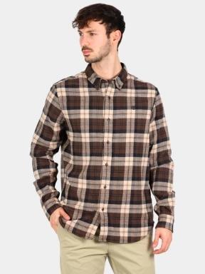 Timberland Midweight Flannel Check Shirt férfi hosszú ujjú ing barna színben 1