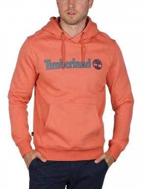 Timberland Linear Logo Hoodie férfi kapucnis pulóver narancssárga színben 1
