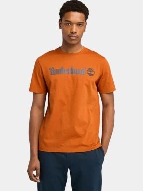 Timberland Linear Logo Short Sleeve Tee férfi rövid ujjú póló barna színben 1
