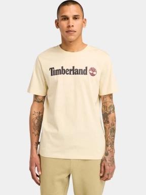 Timberland Linear Logo Short Sleeve Tee férfi rövid ujjú póló homok színben 1
