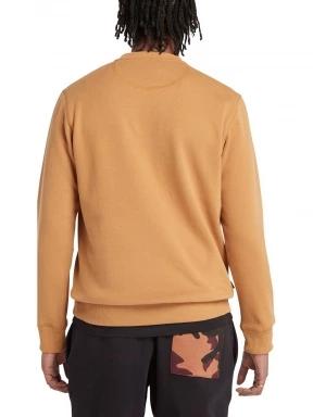 Timberland Embroidery Logo Brush Back Crew Neck férfi pulóver barna színben 3