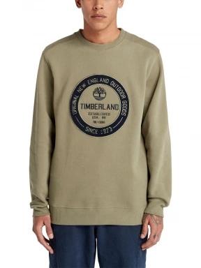 Timberland Ls Elevated Brand Carrier Crew Sweatshir férfi pulóver zöld színben 1