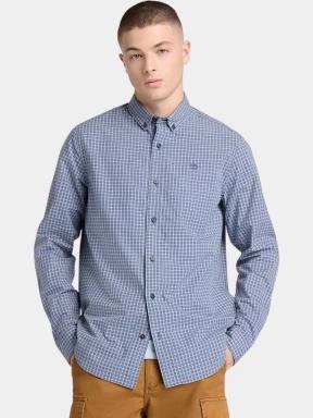 Timberland Micro Plaid Poplin Shirt férfi hosszú ujjú ing kék színben 1