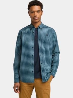 Timberland Stretch Poplin Gingham Shirt férfi hosszú ujjú ing sötétkék színben 1