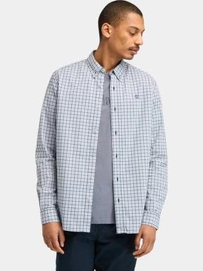 Timberland Stretch Poplin Gingham Shirt férfi hosszú ujjú ing kék színben 1