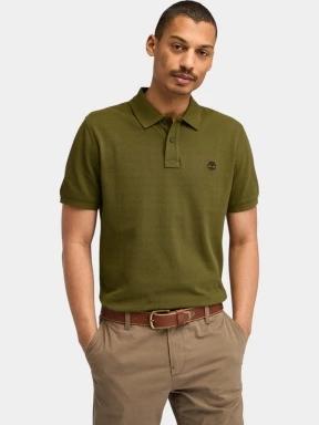 Timberland Pique Short Sleeve Polo férfi galléros póló oliva színben 1