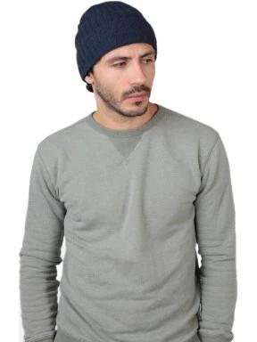 Barts Haakon Turnup férfi kötött sapka sötétkék színben 3