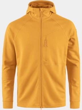 Fjallraven Abisko Grid Fleece Hoodie M férfi kapucnis pulóver sárga színben 1