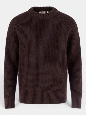 Fjallraven Övik Waffle Knit M férfi kötött pulóver barna színben 1