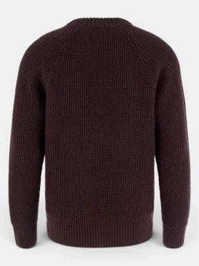 Fjallraven Övik Waffle Knit M férfi kötött pulóver barna színben 3