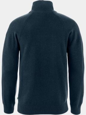 Fjallraven Övik Lite Half Zip M férfi kötött pulóver sötétkék színben 3