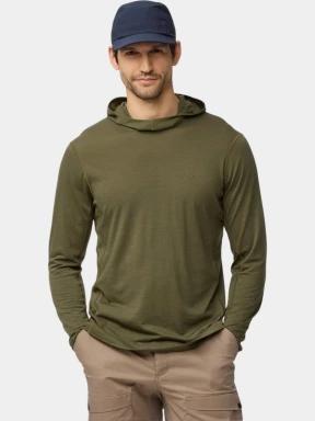 Fjallraven Abisko Wool Hoodie M férfi hosszú ujjú sport póló oliva színben 1