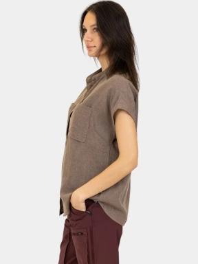 Fjallraven Övik Hemp Shirt SS W női rövid ujjú ing barna színben 3
