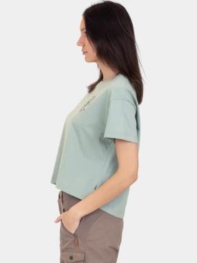 Fjallraven Fjällblomster Logo T-shirt W női crop top zöld színben 3