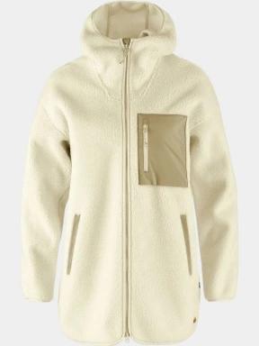 Fjallraven Vardag Pile Fleece Long W női kapucnis pulóver homok színben 1
