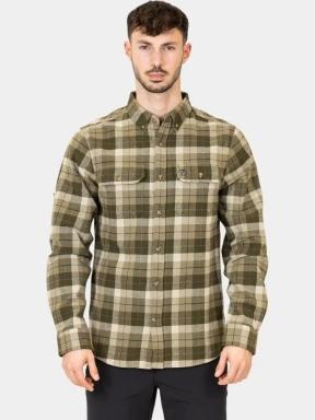 Fjallraven Singi Heavy Flannel Shirt M férfi hosszú ujjú túraing zöld színben 1