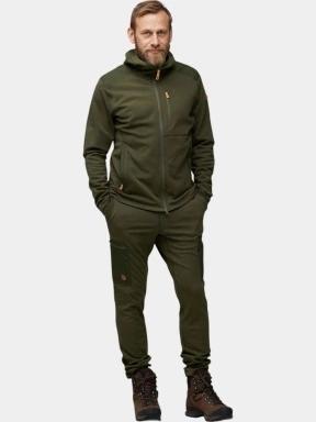 Fjallraven Keb Fleece Hoodie M férfi kapucnis pulóver zöld színben 1