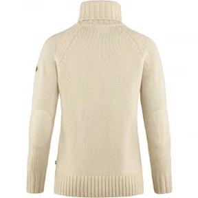 Fjallraven Övik Cable Knit Roller Neck W női kötött pulóver homok színben 3