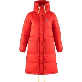 Fjallraven Expedition Long Down Parka W női pehelykabát piros színben 1