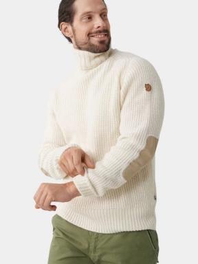 Fjallraven Övik Roller Neck Sweater M férfi kötött pulóver homok színben 1