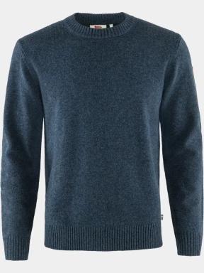 Fjallraven Övik Round-neck Sweater M férfi kötött pulóver sötétkék színben 1