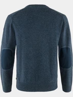 Fjallraven Övik Round-neck Sweater M férfi kötött pulóver sötétkék színben 3