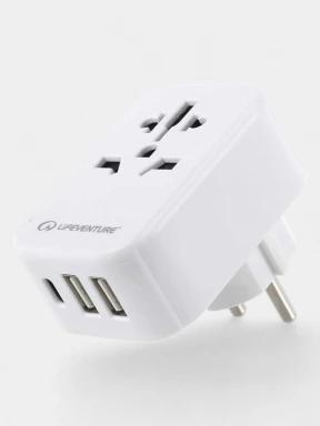 Lifemarque European Travel Adaptor with USB + USB C átalakító fehér színben 3