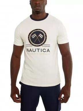 Nautica Navi T-Shirt férfi rövid ujjú póló homok színben 1