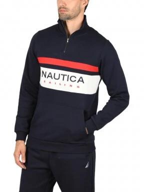 Nautica Colton 1/4 Zip Top férfi pulóver sötétkék színben 1