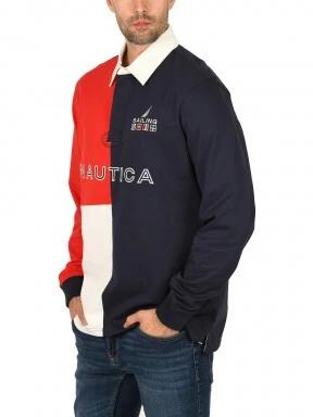Nautica Nolan Rugby Shirt férfi hosszú ujjú galléros póló sötétkék színben 1