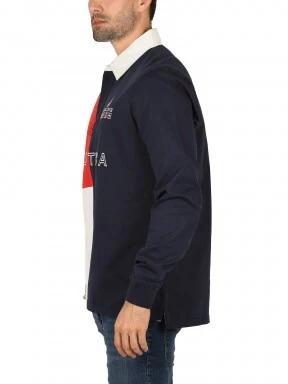 Nautica Nolan Rugby Shirt férfi hosszú ujjú galléros póló sötétkék színben 3