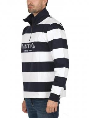 Nautica Foxen 1 Zip Top férfi hosszú ujjú galléros póló sötétkék színben 3