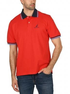 Nautica Odell Polo Shirt férfi galléros póló piros színben 1