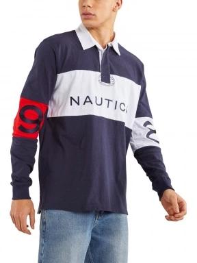 Nautica Beckett Rugby Shirt férfi hosszú ujjú galléros póló sötétkék színben 1