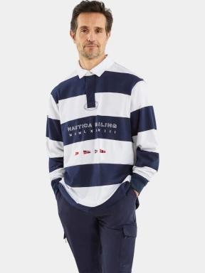 Nautica Trivor Rugby Shirt férfi hosszú ujjú póló sötétkék színben 1